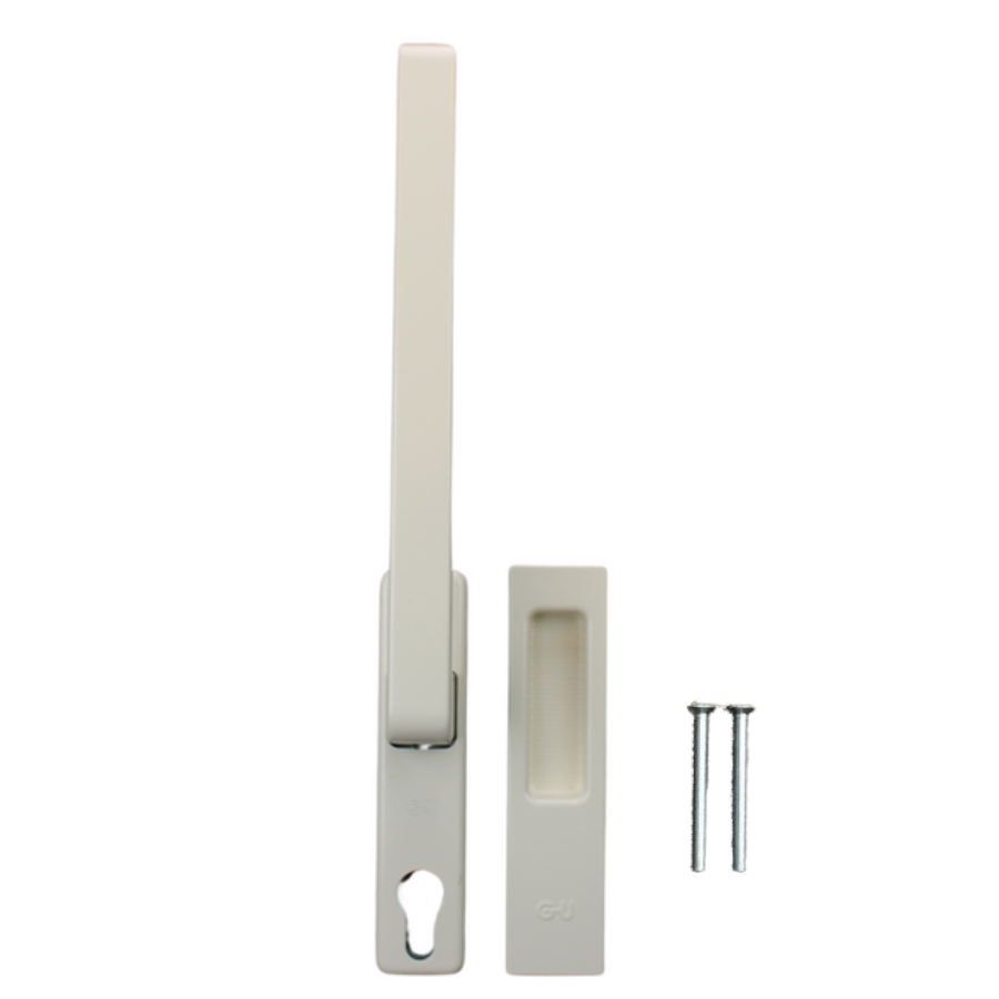 GU sliding door fittings with bowl on the outside handle with cylinder hole incl. screws M6x65