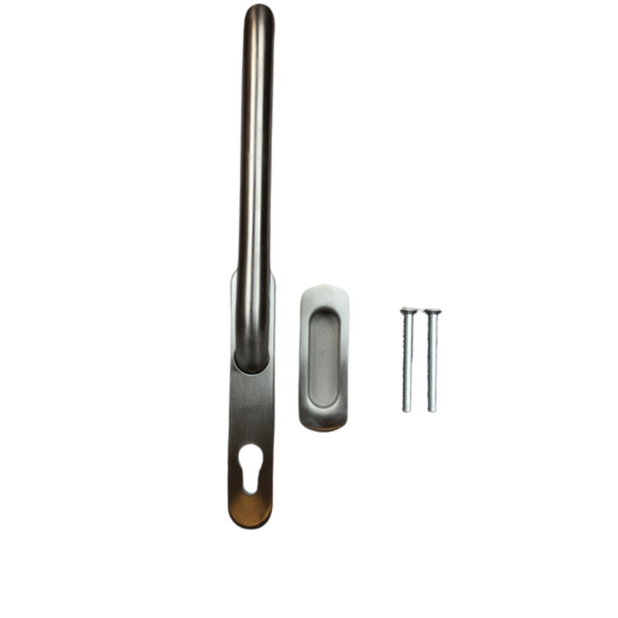 GU sliding door fittings with bowl on the outside handle with cylinder hole incl. screws M6x65