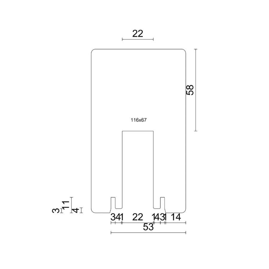 Lift and slide door bottom profile rebate GU 934
