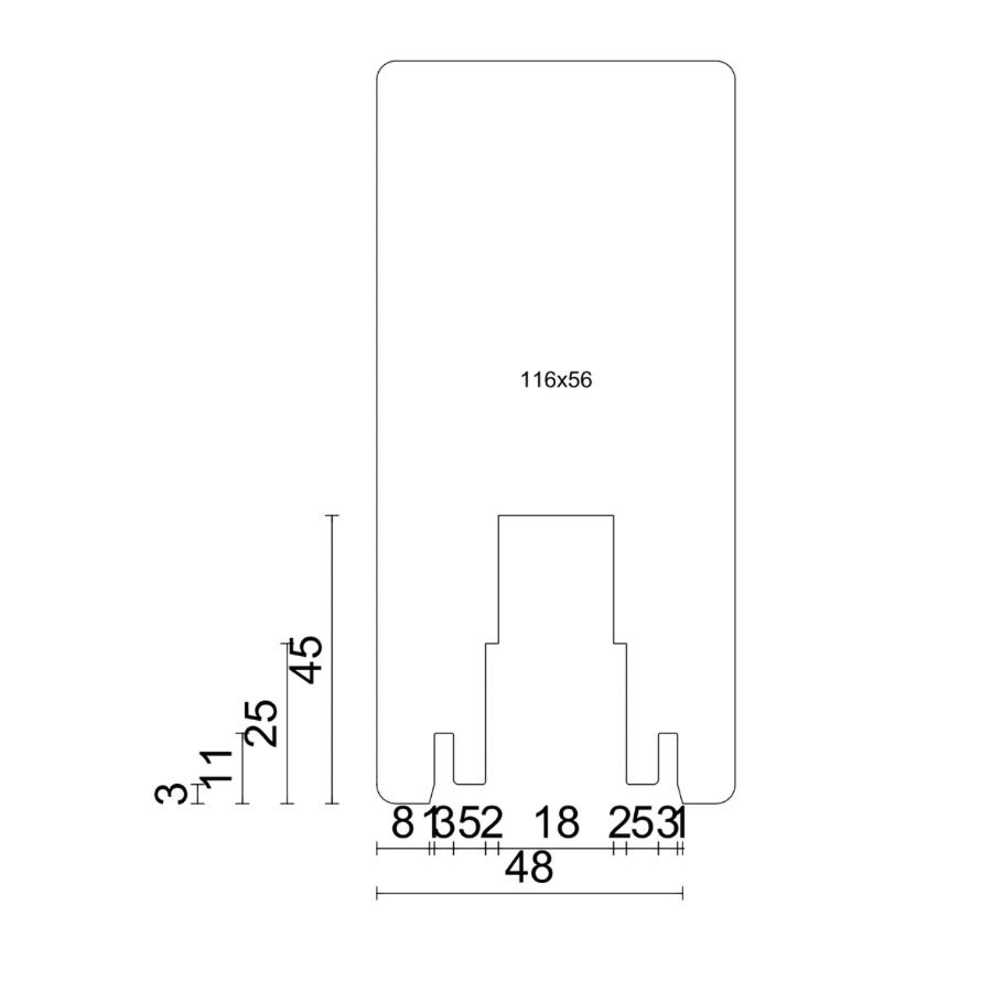 Lift and slide door bottom profile rebate GU 937