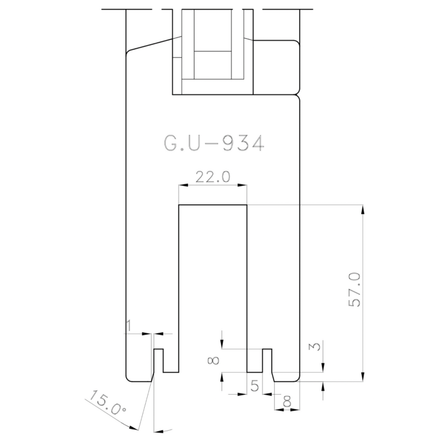 Lift and slide carriages package GU934 with rebate height 57 millimeters