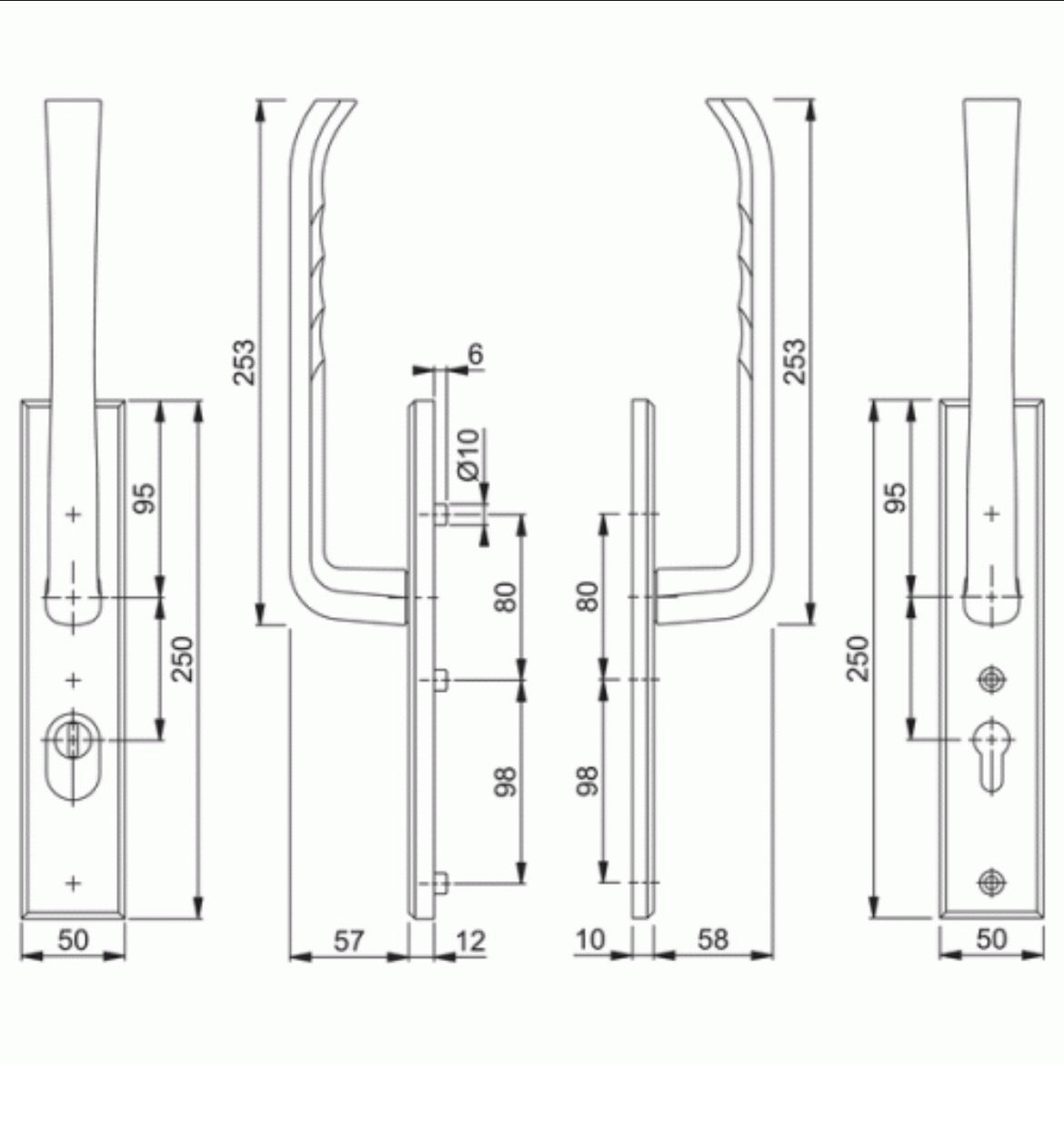 Hoppe London Garniture de porte coulissante de sécurité avec protection contre l'arrachement du cylindre SKG***