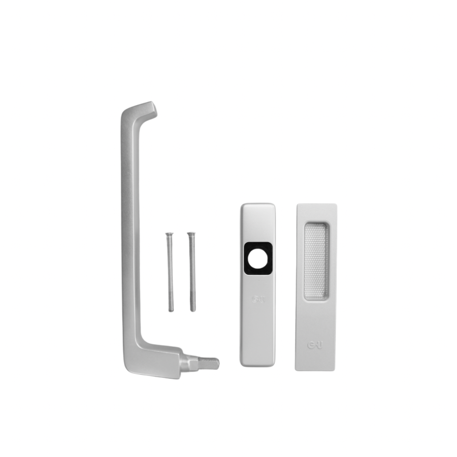 Aluminium Hefschuifpui hendel afneembaar zonder cilindergat en kom buitenzijde incl schroeven M6x65