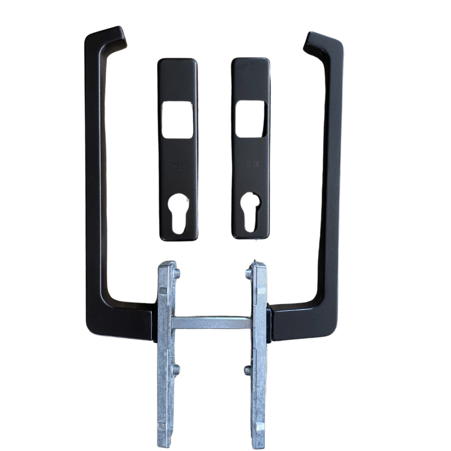 GU schuifpui beslag binnen/buiten greep met cilindergat incl schroeven M6x75