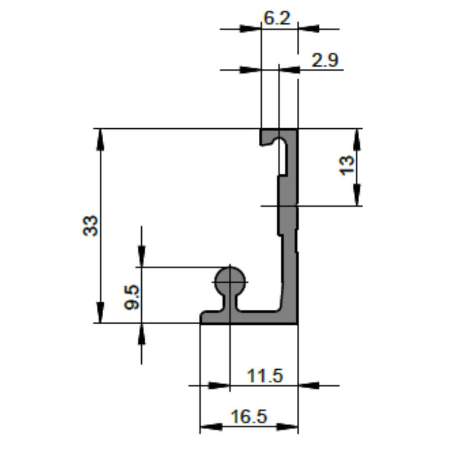 GU PSK 150 serie looprail P 1300 - diverse formaten