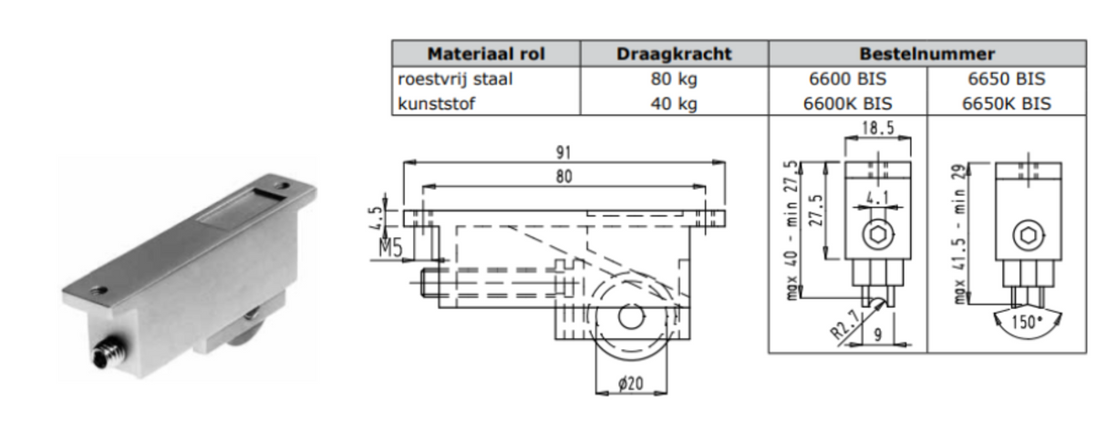 Sobinco sliding door wheel 6650K-BIS
