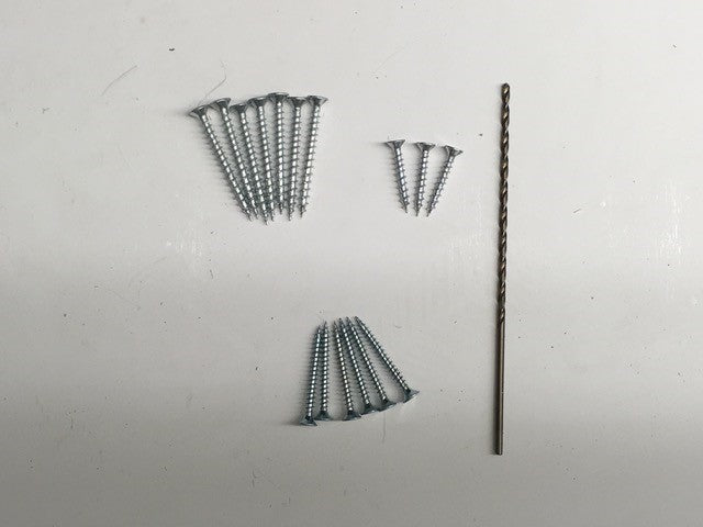 Bevestigingsschroeven en boortje t.b.v. hefschuifpui renovatie.