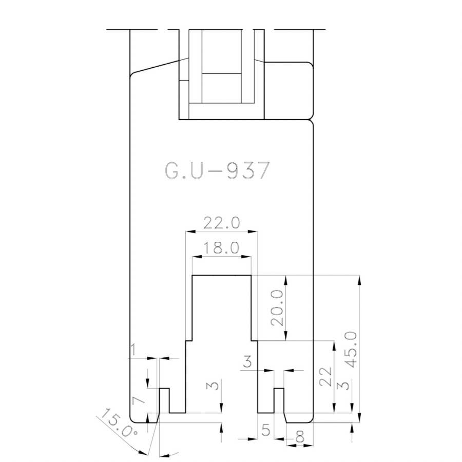 Lift and slide carriages package GU 937 with rebate height 45 millimeters