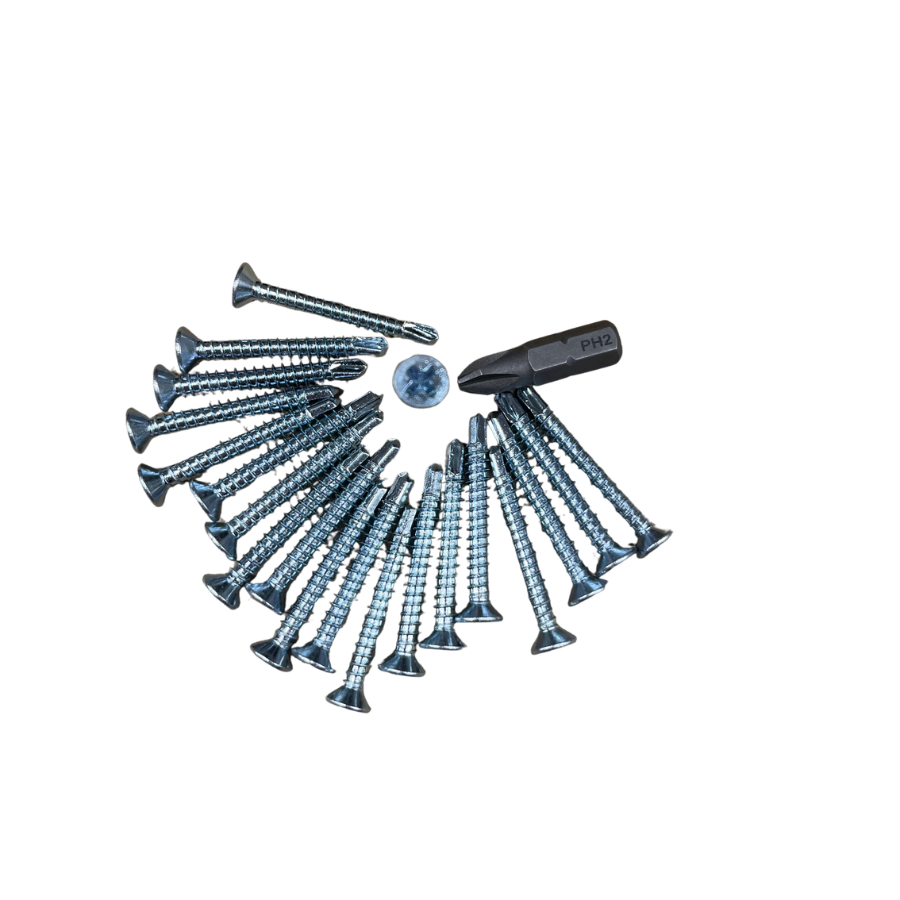 Befestigungsschrauben und Bohrer für die Renovierung von Hebe- und Schiebetüren.