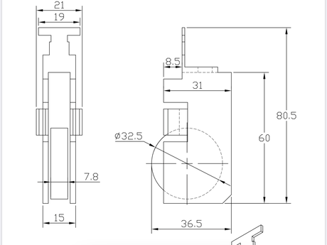 Schiebetür-Einzellaufrad aus Nylon für Eland Brandt 34329, höhenverstellbarer Raddurchmesser 32 Millimeter